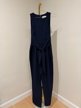 Eliza J Navy Sleeveless Tie-Front Jumpsuit